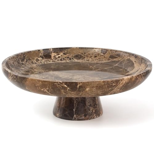 Brown Natural Marble Fruit Bowl with Pedestal – Elegant Kitchen & Dining Decor