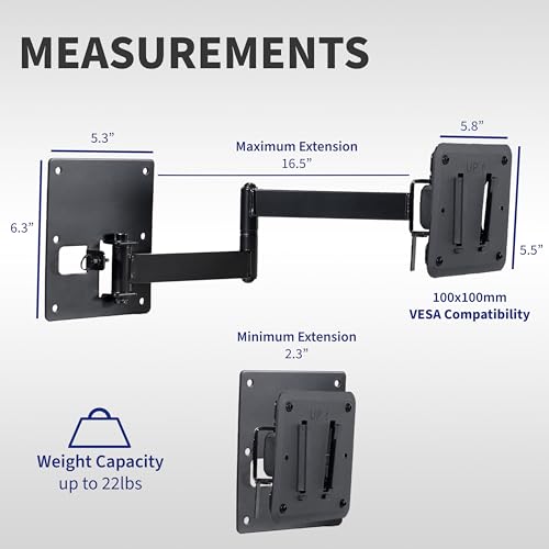VIVO RV Wall Mount for 100x100mm VESA Screens, 22 lbs, Articulating Arm