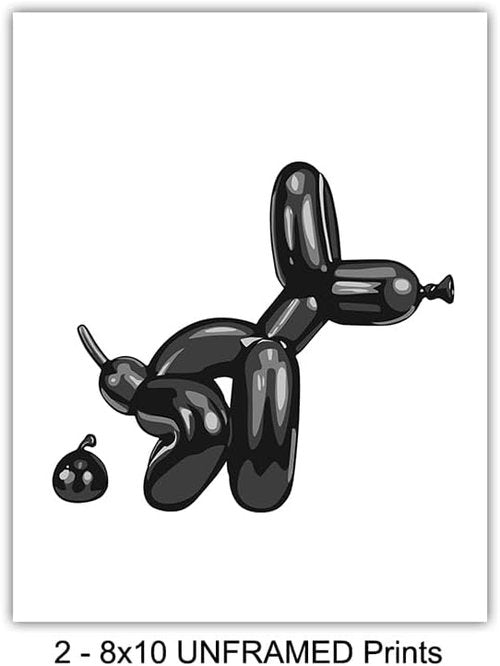 **Regine Switzerland Balloon Dog Bathroom Decor Set - Cute Y2K Black Art for Kids' Restroom**