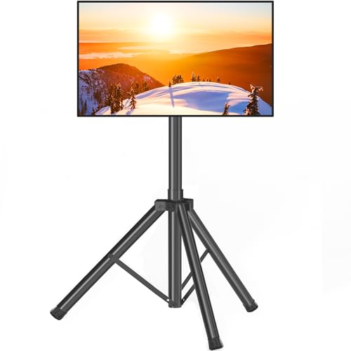 Tripod TV Stand for 23-75 Inch Flat & Curved Screens Up to 100 lbs - No Shelf, Tilt