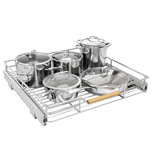 Chrome 21 x 21 Inch Heavy Duty Pull-Out Cabinet Organizer with Full-Extension Drawers