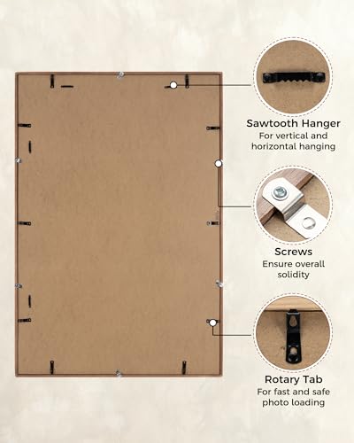 Walnut Picture Frame 24x36 - USA-Sourced Solid Wood Photo Frame with Glass & Mat - Handcrafted