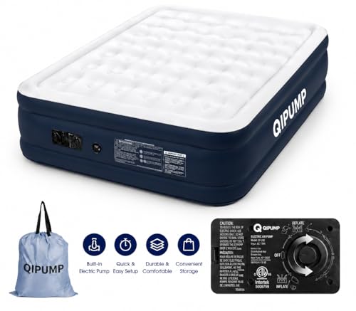 Queen Air Mattress with Built-in Pump - 19 Inch Hotel Height, 800 lbs Capacity