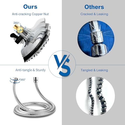2-in-1 Shower Head with Handheld Combo - Silver Round, 2.5 GPM High Pressure