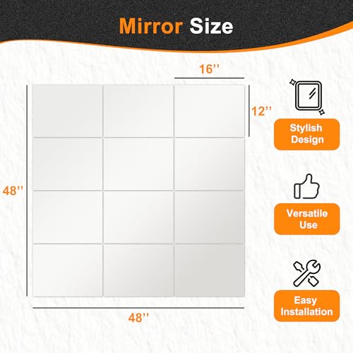 Delma Frameless Mirror Tiles 16x12 Inch Wall Mounted 12Pcs Variation of THIS listing
