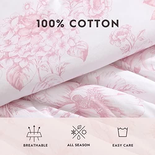 Twin XL Comforter Set with Matching Sham - Delphine Mauve Pink, 100% Cotton