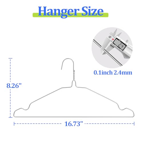 Space Saving Metal Wire Clothes Hangers - Silver, 100 Pack, 17 Inch