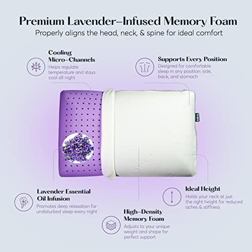 Lavender Infused Memory Foam Pillow - Cooling Zen Support for All Sleepers