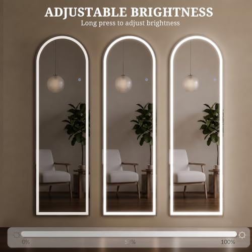 SageNest Arched LED Full Length Mirror 60x16 with Lights, Modern Floor Mirror