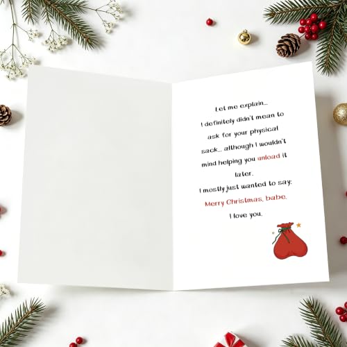 UUEFKTN #2 Cheeky Christmas Card for Husband Boyfriend - Funny Rude Holiday Greeting