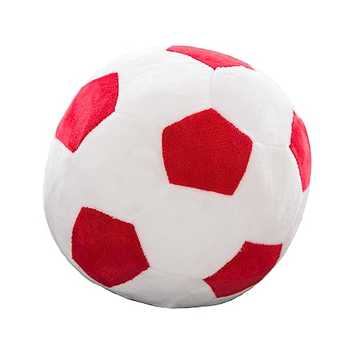 zhidiloveyou 9" Plush Soccer Ball Stuffed Toy, Plush Football Pillow Soccer Gift for Kids, Red-White