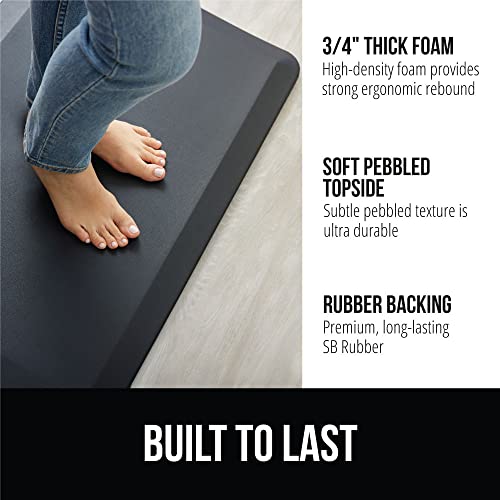 Gorilla Grip Cushioned Anti-Fatigue Kitchen Mat 39x20 Black - Supportive Foam Comfort