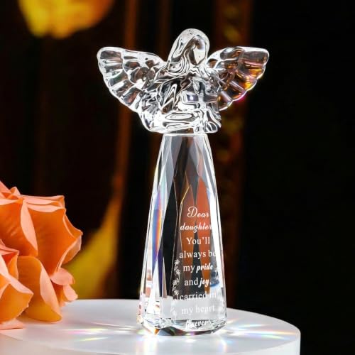 Bluebook Daughter Gift Crystal Angel from Mom & Dad 3.8x6 Inch Keepsake
