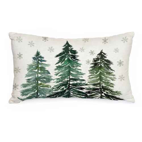 AACORS Christmas Pillow Cover 12X20 Inch Christmas Trees Snowflake Decorations Winter Pillow Case Decor for Home Sofa Couch£¨Green£© AA038-12