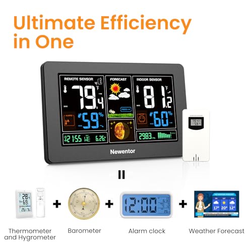 Wireless Indoor Outdoor Weather Station with 1 Sensor - Black