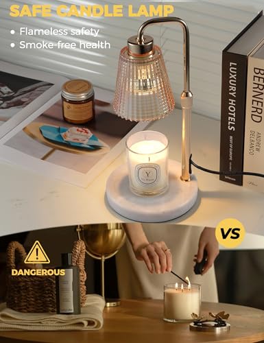 Marble Candle Warmer Lamp White with Cycle Timer - Dimmable Wax Melter