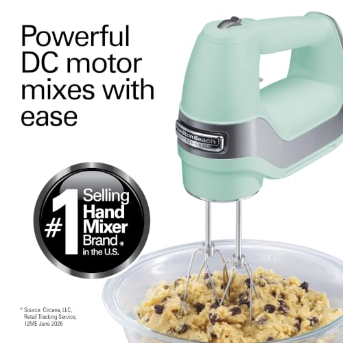 Hamilton Beach Professional Mint 5-Speed Electric Hand Mixer with Storage Case & Attachments