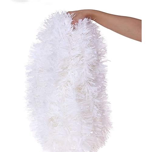 CCINEE 33FT Christmas Tinsel Garland,White Metallic Garland for Christmas Tree Party Indoor Outdoor Decoration
