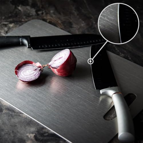 Stainless Steel Cutting Board Set of 3 - Non-Toxic Kitchen Chopping Boards with Handles - 15x11 Inches
