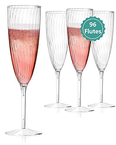 96 Pack Clear Plastic Champagne Flutes - 6 Oz Disposable Wine Glasses - Variation of THIS listing