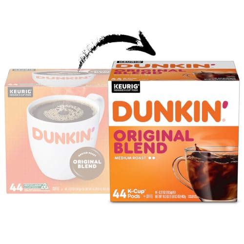 Dunkin’ Original Blend Medium Roast Coffee K-Cup Pods - 44 Count, Compatible with Keurig