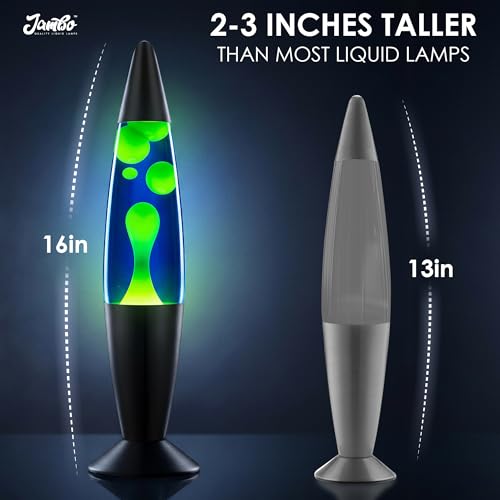JAMBO 16" Blue Liquid Wax Mood Lamp with Black Base - Relaxing Night Light for Home & Bedroom