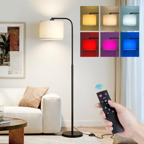 Beanliss Arc Floor Lamp with Remote & Dimmable 3-Color Tones Black & Beige