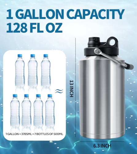 GAGANIU 128oz Insulated Stainless Steel Water Bottle with Handle - Wide Mouth, Double Vacuum for Hot & Cold Drinks