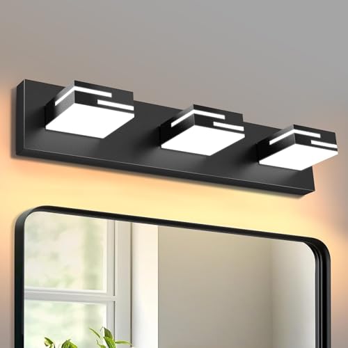 LED Bathroom Vanity Light Fixtures 3-Light Black Dimmable 22-Inch with 5 CCT & Rotatable Acrylic Heads