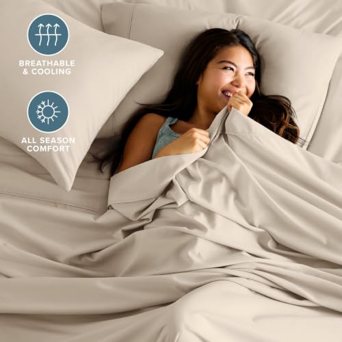 Bare Home Queen Bed Sheet Set 1800 Ultra-Soft Sand - Fits Mattresses 6-15"