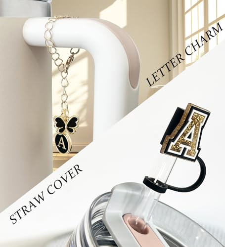 (3+3) Nuozme Butterfly Letter Straw Covers for Stanley Tumbler - C/Butterfly Variation, 3PCS