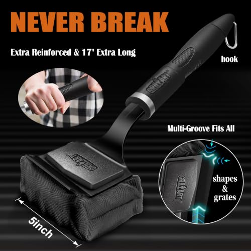 SteamWizards Bristle Free Grill Brush - Black 17-Inch Outdoor Grill Cleaner