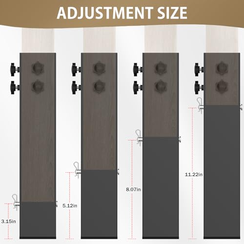 IRENPORU 4 Pack Black Carbon Steel Bed Riser Set 3.15" Diameter Adjustable Height 3.2-11.2" for Dorm Bed Frames & Tables