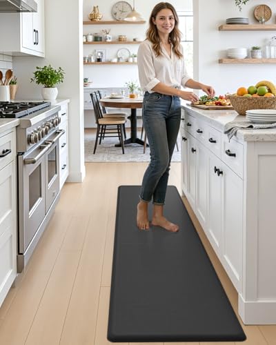 Anti Fatigue Kitchen Floor Mat Cushioned Runner 70x20 Black - Durable & Waterproof