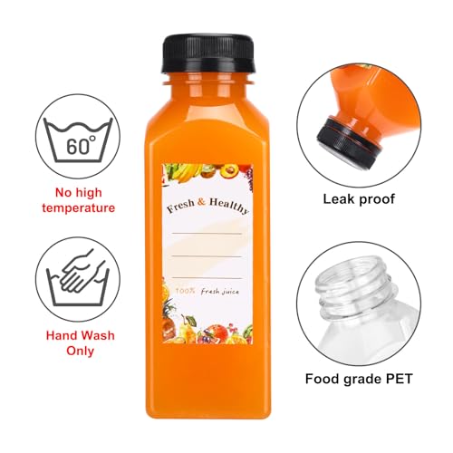 12oz Juice Bottles with Leak-Proof Caps - 144 Pack Food Grade PET Containers