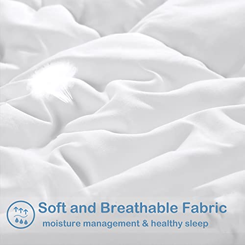 King Size Down Alternative Comforter - White, 90x102 Inches - All Seasons, Soft & Breathable
