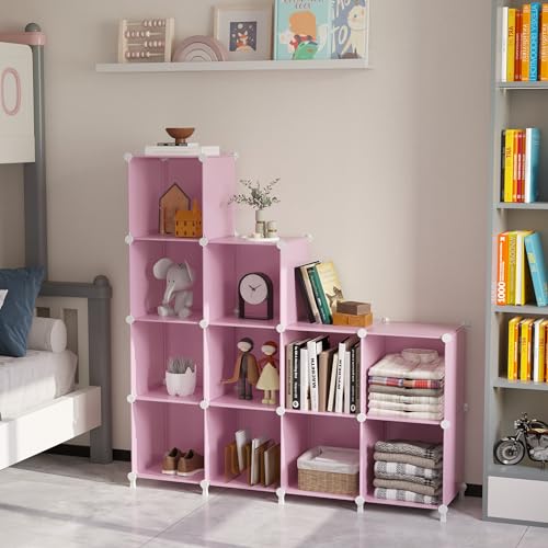 AWTATOS Pink 12 Cube Storage Organizer Kids Closet Shelves - DIY Modular