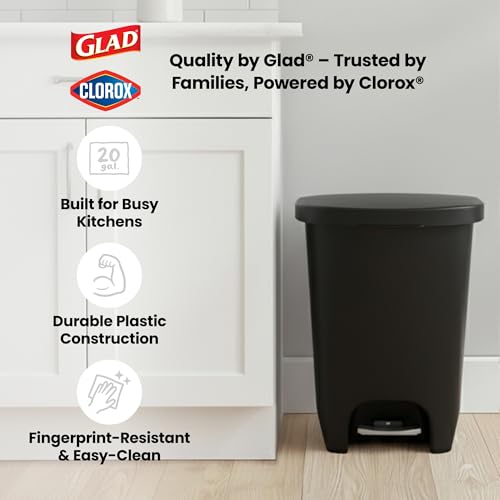 2 Pack Black 13 Gallon Trash Cans with Odor Protection & Step Pedal