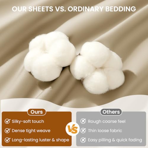 Egyptian Cotton King Sheet Set - 1000 Thread Count, Beige, Deep Pocket