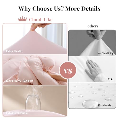 King Size Fluffy Pink Comforter Set - 3 Pieces Cloud-Like Bedding