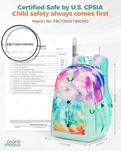 Girls School Backpack Set with Lunch Box - Tie Dye Teal, 18 Inch, 3 Pcs