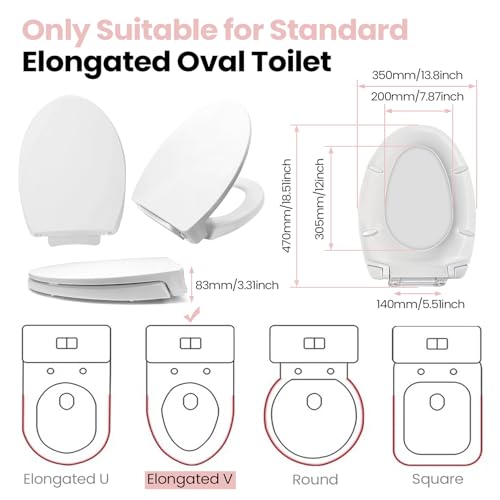 Elongated Toilet Seat Compatible with TOTO & More - Soft Close, Durable White