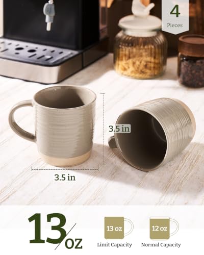 famiware Coffee Mugs Set of 4, 13 oz Mug Set, Ceramic Cup with Handle