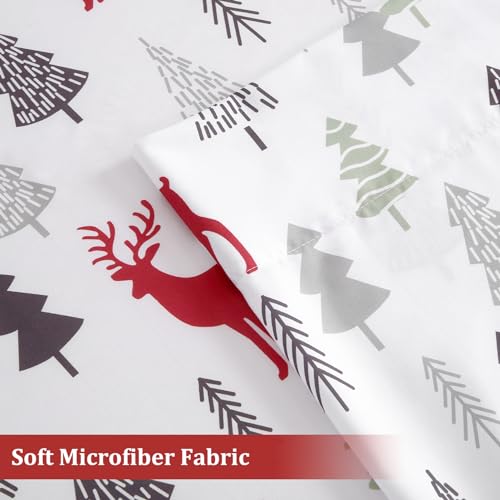 CAROMIO Christmas King Microfiber Bed Sheet Set with Gray Fitted Sheet 16" Pocket