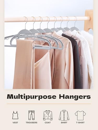 HOUSE DAY Grey Plastic Hangers 50 Pack, Slim Space Saving, Non Slip