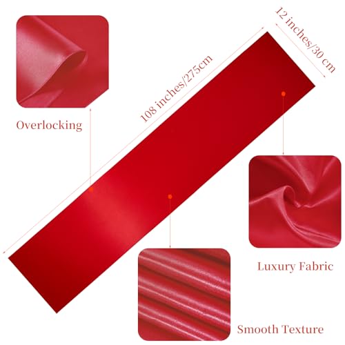 Q&J Fabric Co. Satin Red Table Runners 6-Pack 12 x 108 Inches – Festive Party Decorations