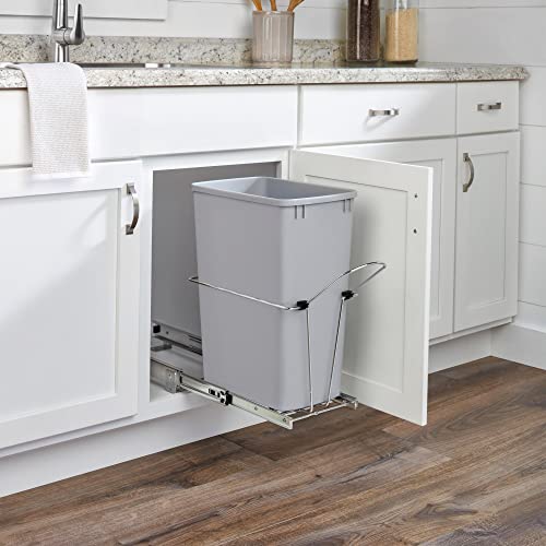 Rev-A-Shelf 32 Qt Pullout Kitchen Cabinet Trash Can with Rear Basket