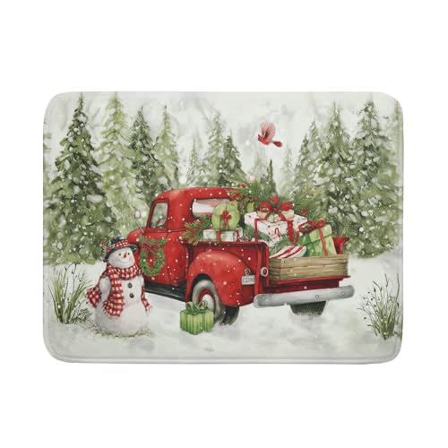 Christmas Truck 18x24 Inch Dish Drying Mat - Absorbent Microfiber Kitchen Counter Pad
