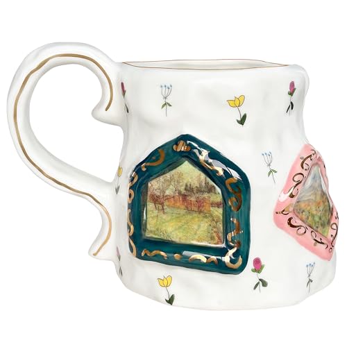 Large Ceramic Coffee Mug with Big Handle, Floral Design, 17.25oz - Perfect Gift for Tea & Coffee Lovers