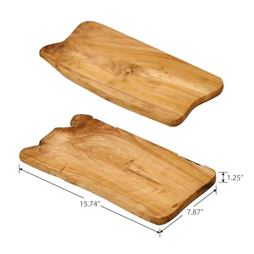 16-Inch Live Edge Cedar Floating Shelves Set of 2 - Natural Rustic Wall Storage